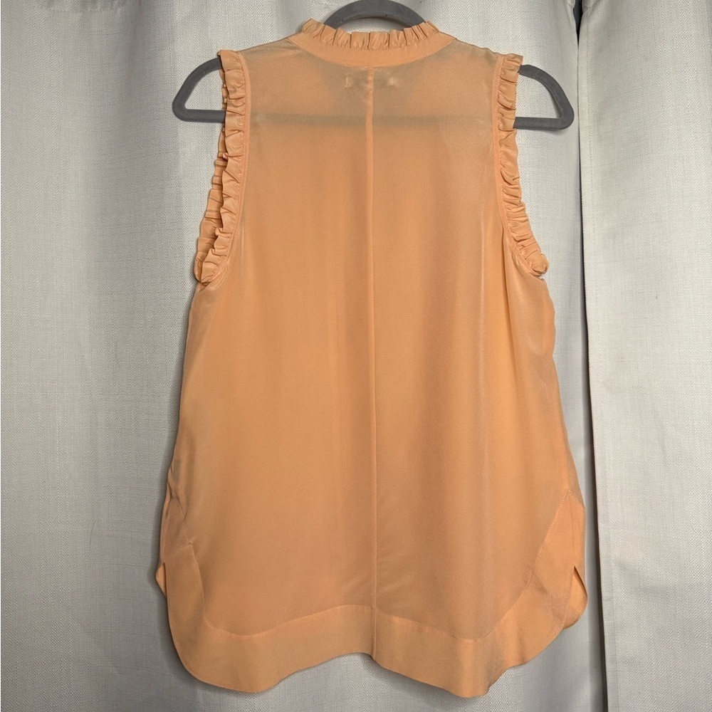 Madewell Pleated Ruffle Peach Silk Sleeveless Blouse Small - Picture 2 of 9